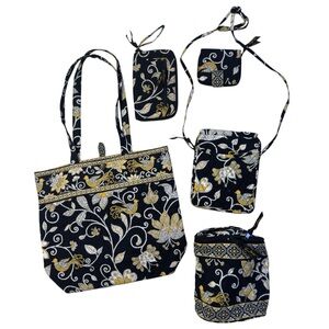 Vera Bradley 5 Pc Set Retired Yellow Bird Tote Crossbody Wallets & Insulated Bag